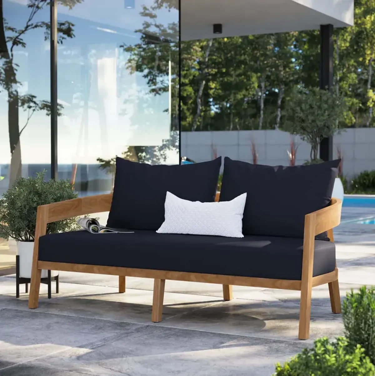 Brisbane Teak Wood Outdoor Patio Loveseat