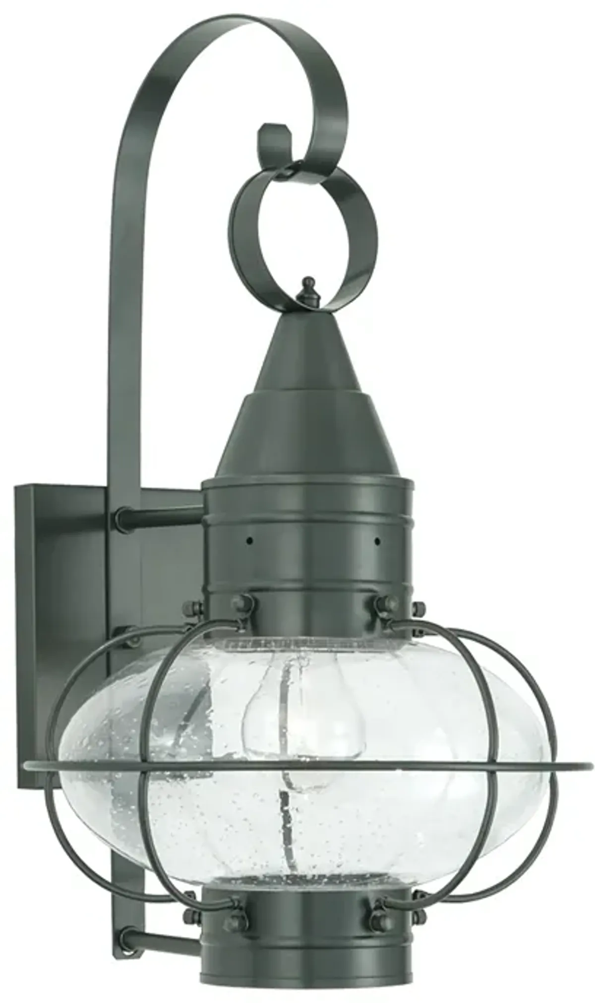 Classic Onion Outdoor Wall Light - Gun Metal with Seeded Glass