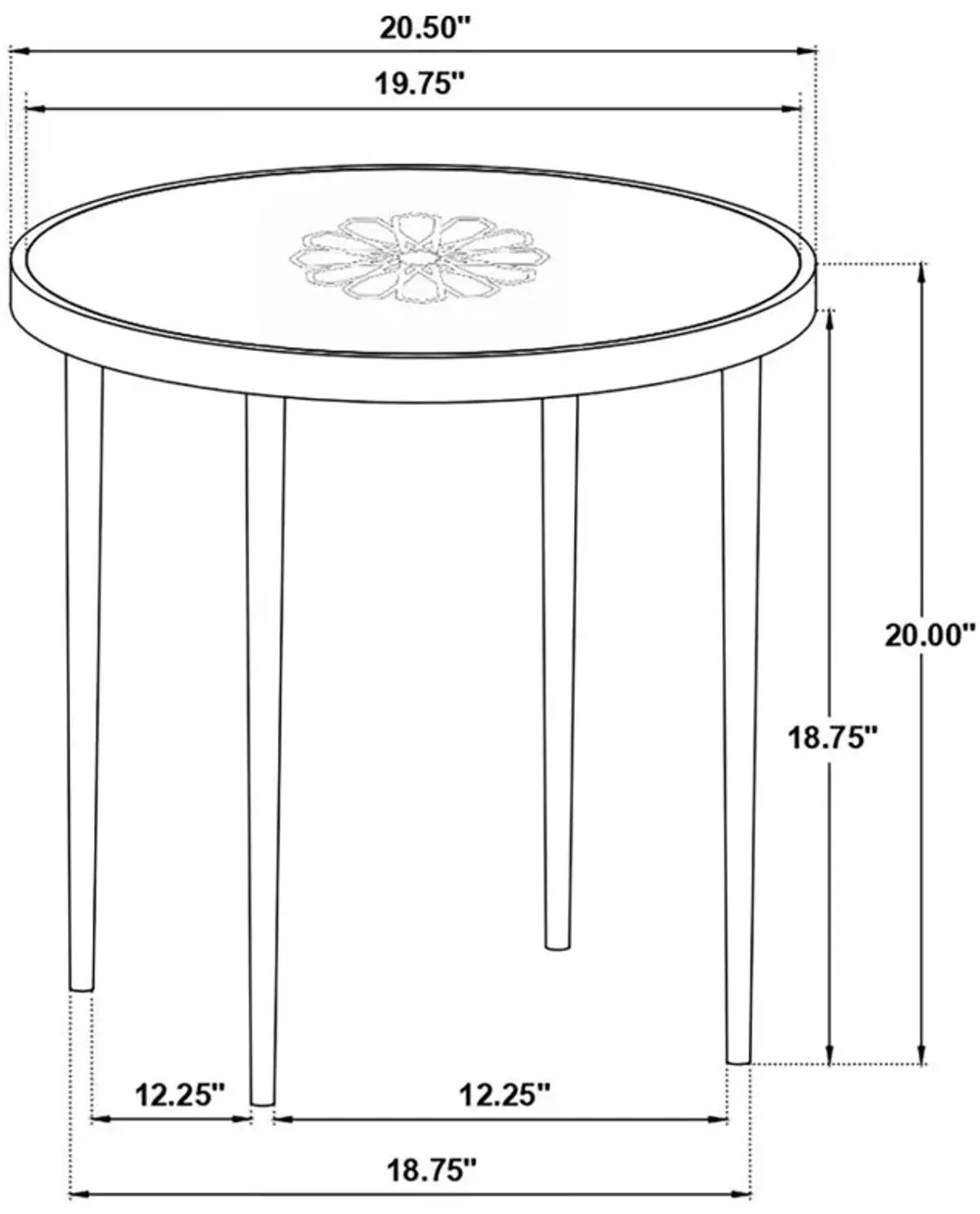 Kofi Round Marble Top Side Table White and Black