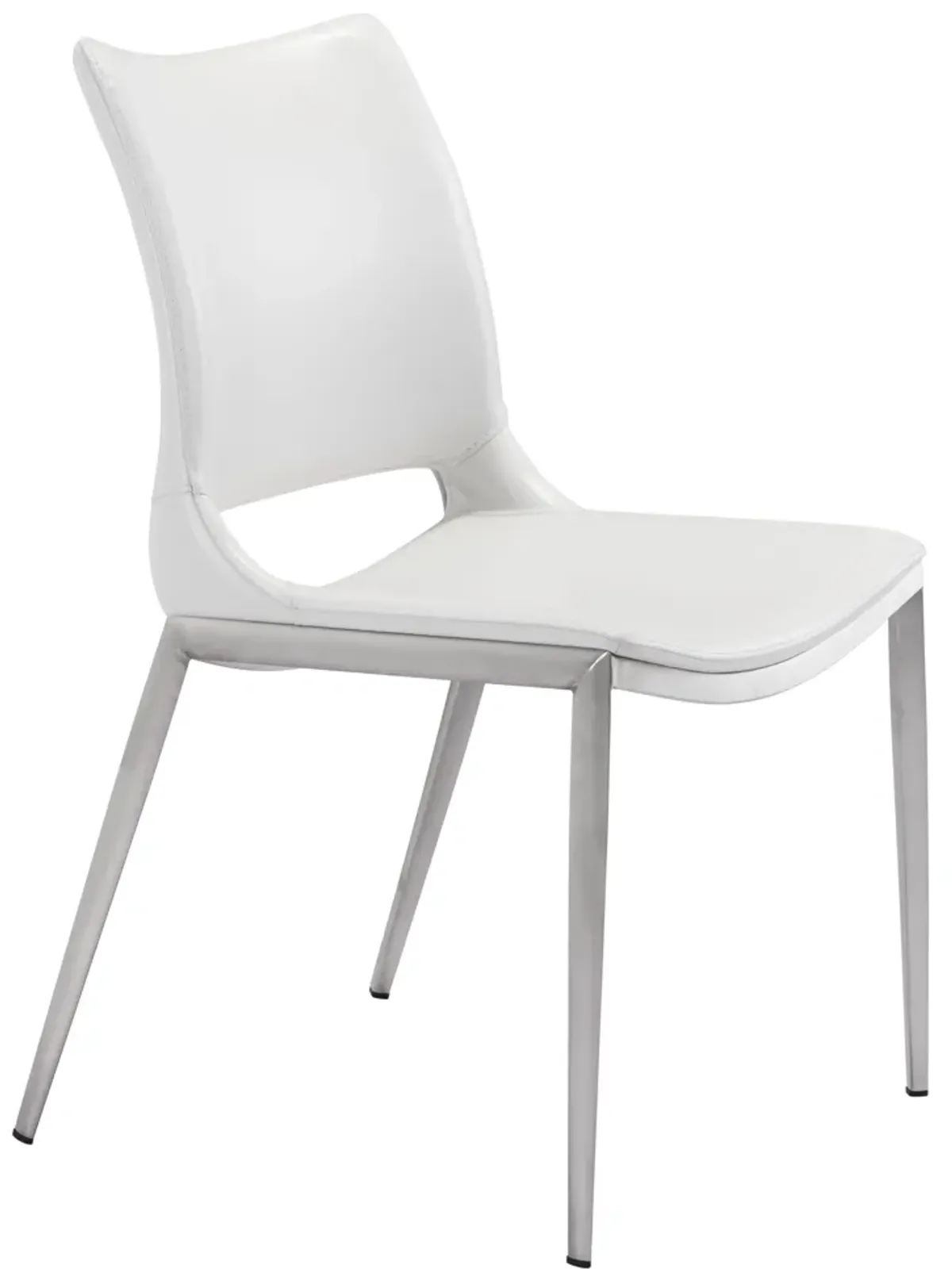 Ace Dining Chair (Set of 2) White & Silver