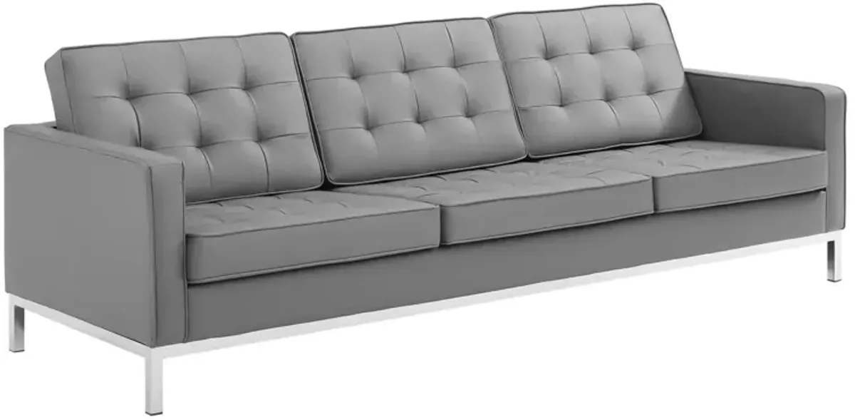 Loft Tufted Upholstered Faux Leather Sofa and Loveseat Set