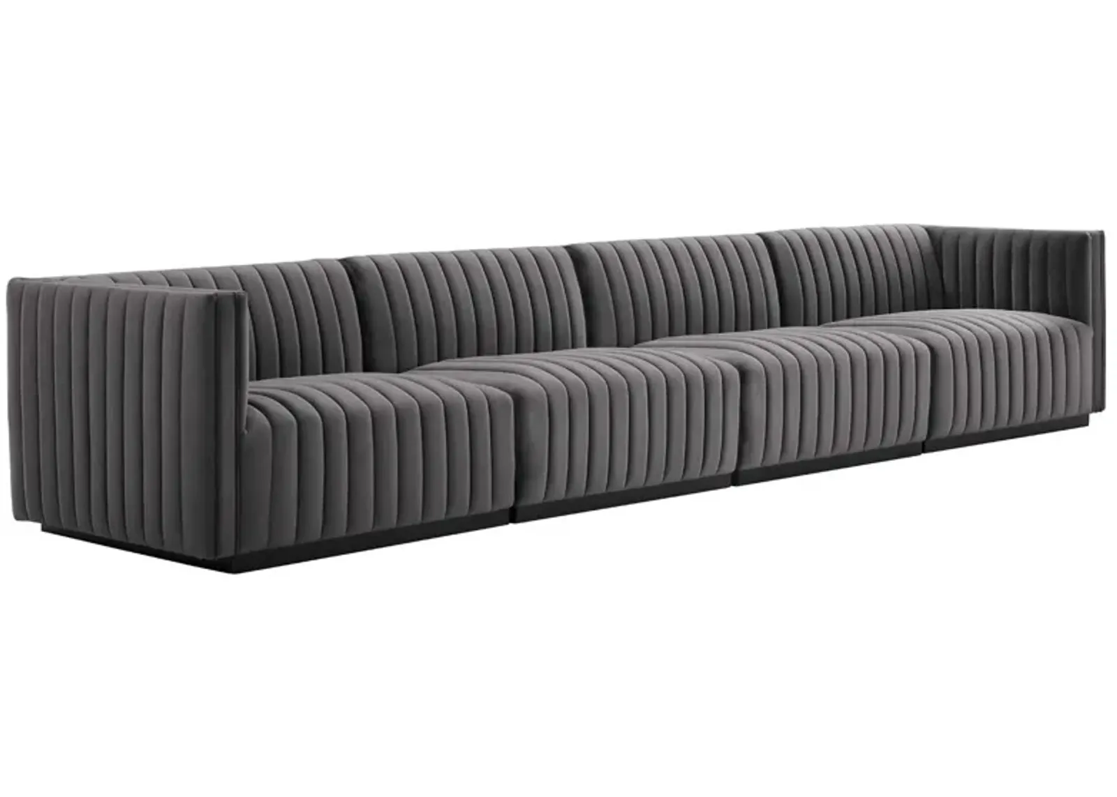 Conjure Channel Tufted Performance Velvet 4-Piece Sofa