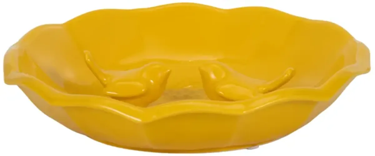 11" Flower Bird Bath, Yellow