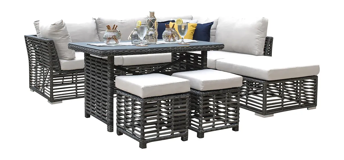 Panama Jack Graphite 7-Piece High Ct Sectional with Cushions