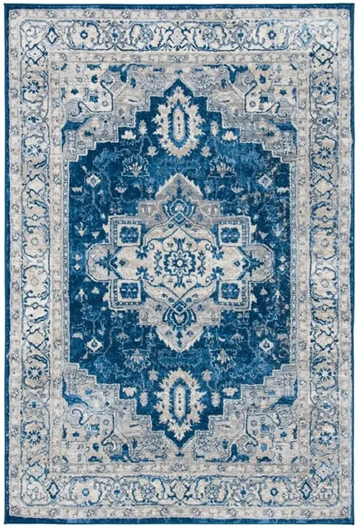 Brentwood 851 Navy / Grey 3' X 5' Small Rectangle Powerloomed Rug