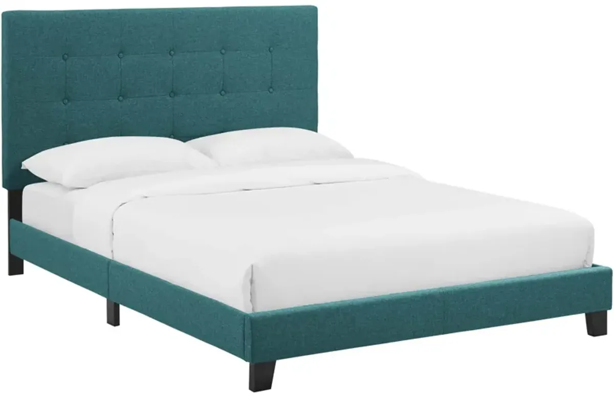 Melanie Queen Tufted Button Upholstered Fabric Platform Bed