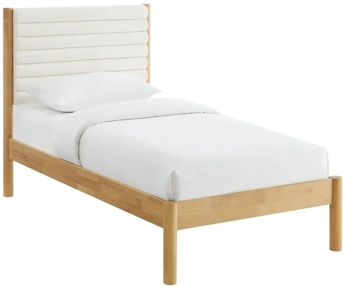 Olea Channel Tufted Boucle Solid Wood Twin Platform Bed by Modway