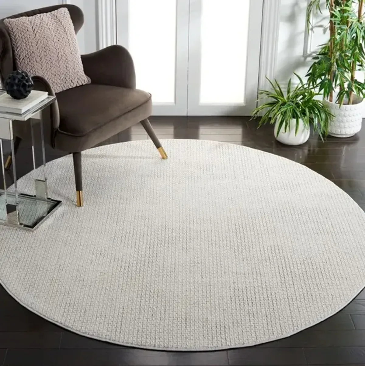 WHISPER 568 Grey  6'-7' X 6'-7' Round Round Rug