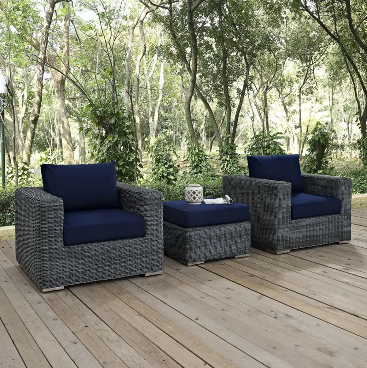 Summon 3 Piece Outdoor Patio Sunbrella® Sectional Set