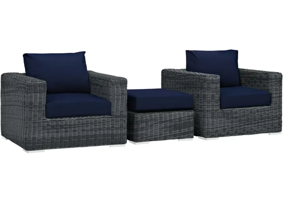 Summon 3 Piece Outdoor Patio Sunbrella® Sectional Set