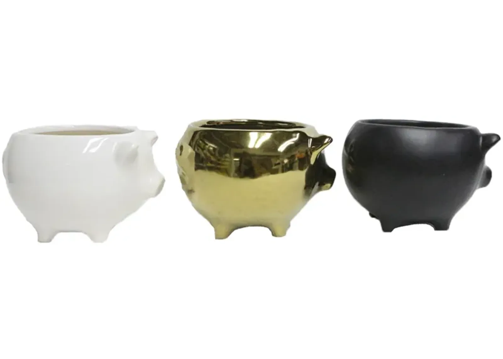 S/3,7" 9oz Pig Soy Scntd Cndle,gld/blk/wht