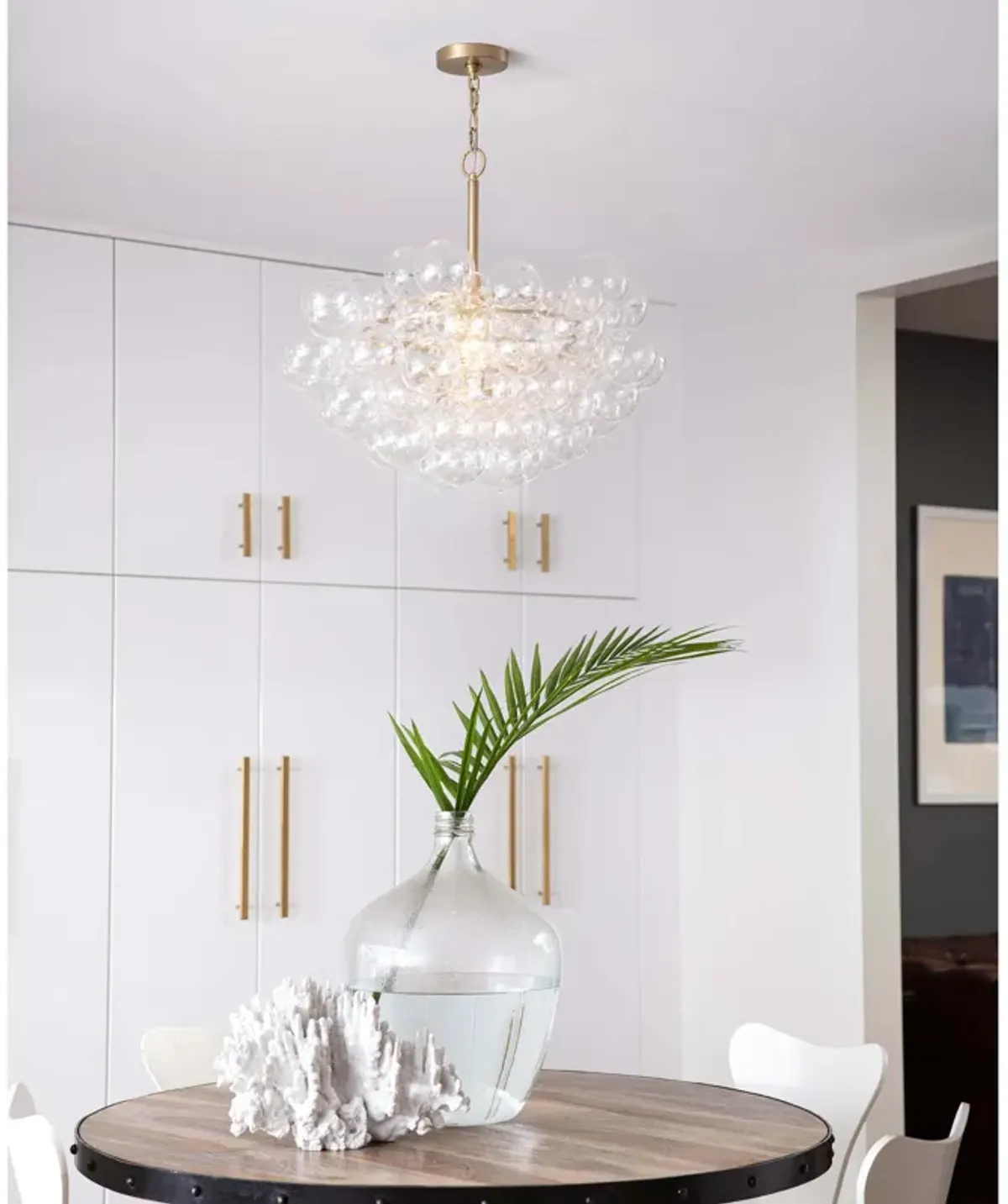 Bubbles Chandelier Clear Natural Brass