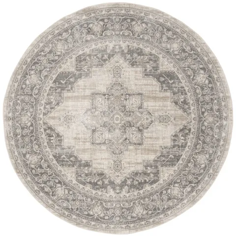 Brentwood 865 Cream / Grey 6'-7" X 6'-7" Round Round Powerloomed Rug