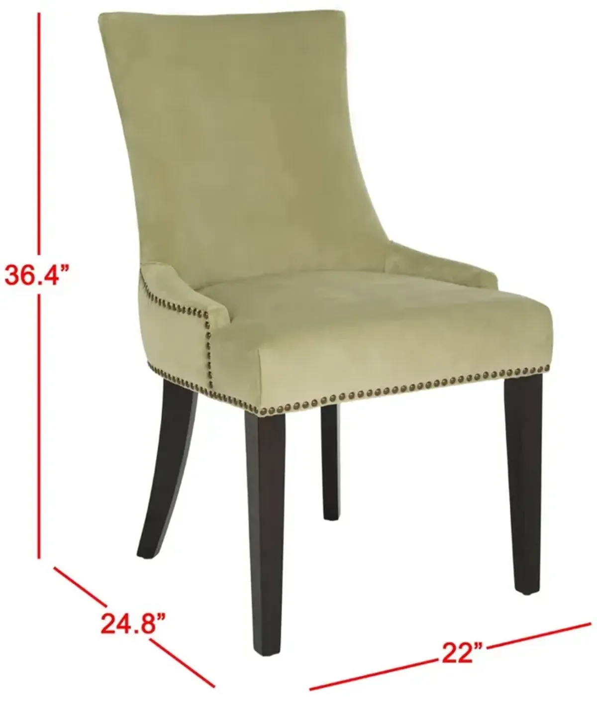 LESTER 19''H DINING CHAIR  (SET OF 2) - BRASS NAIL HEADS