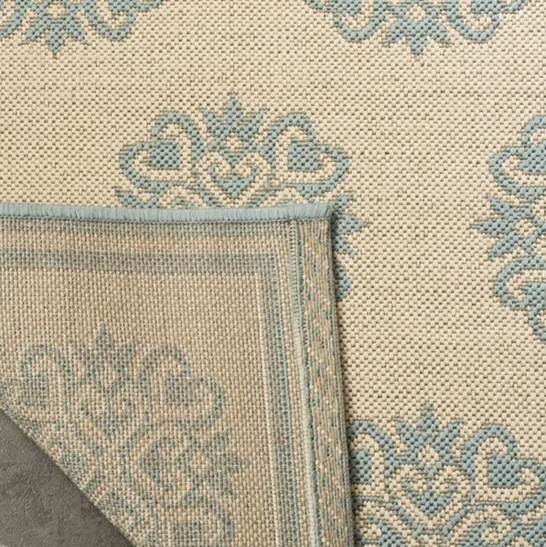 LINDEN 181 Collection LND181L-6SQ Cream / Aqua 6'-7" X 6'-7" Square