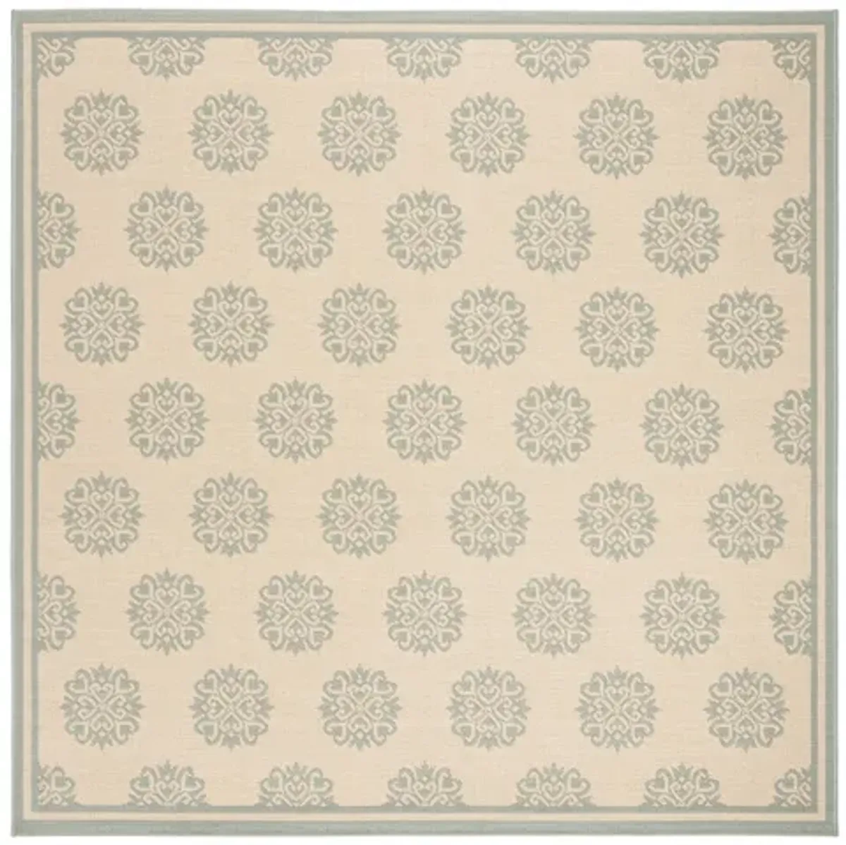 LINDEN 181 Collection LND181L-6SQ Cream / Aqua 6'-7" X 6'-7" Square