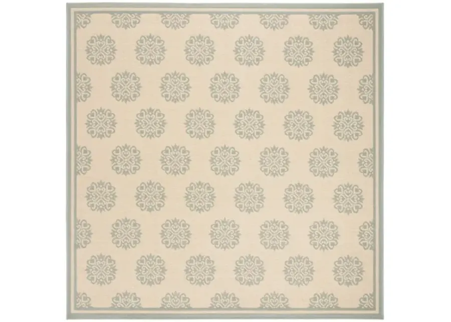 LINDEN 181 Collection LND181L-6SQ Cream / Aqua 6'-7" X 6'-7" Square