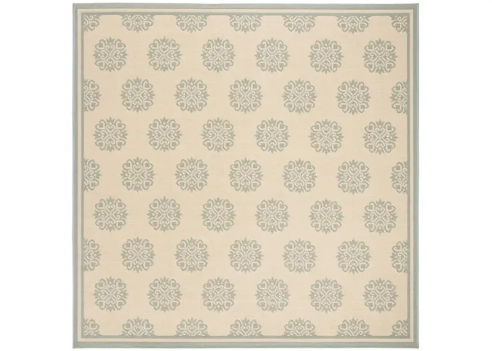 LINDEN 181 Collection LND181L-6SQ Cream / Aqua 6'-7" X 6'-7" Square