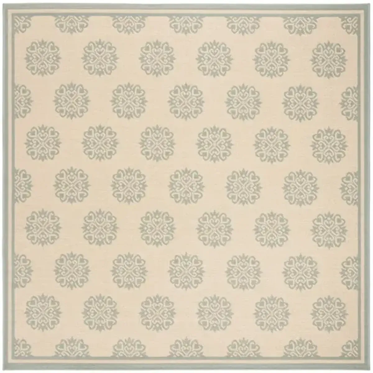 LINDEN 181 Collection LND181L-6SQ Cream / Aqua 6'-7" X 6'-7" Square