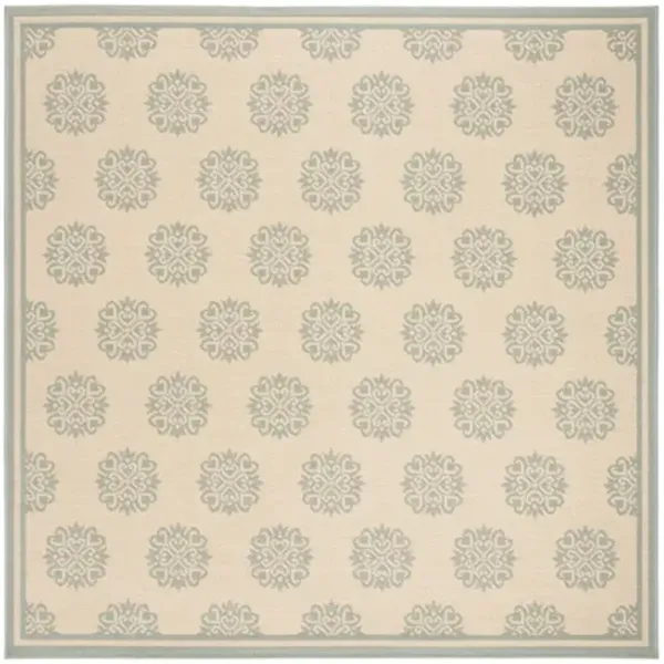 LINDEN 181 Collection LND181L-6SQ Cream / Aqua 6'-7" X 6'-7" Square
