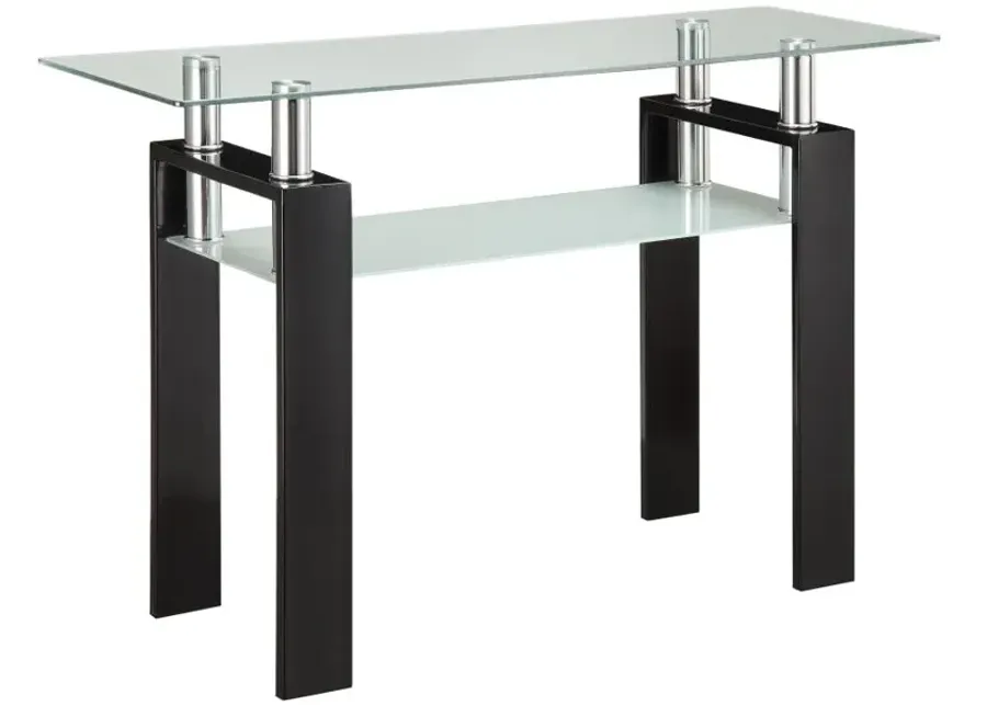 Dyer Tempered Glass Sofa Table with Shelf Black