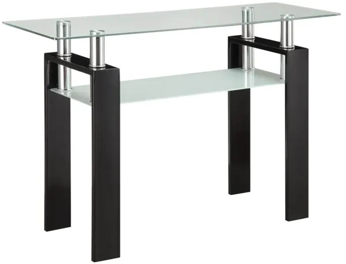 Dyer Tempered Glass Sofa Table with Shelf Black