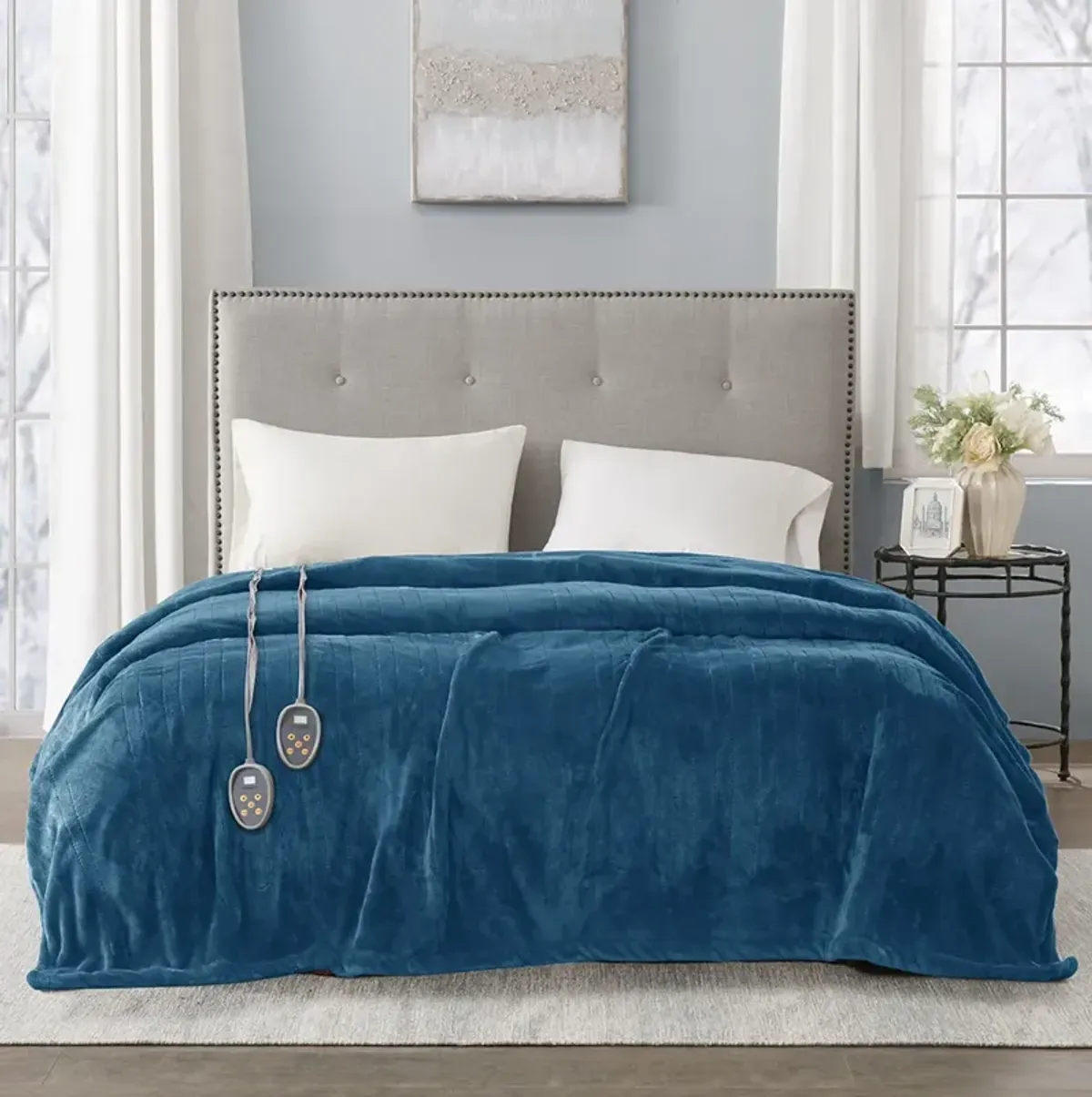 Beautyrest Heated Plush Teal Blanket