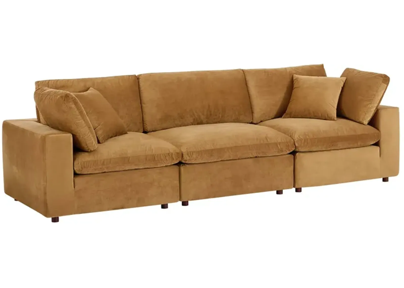 Commix Down Filled Overstuffed Performance Velvet 3-Seater Sofa