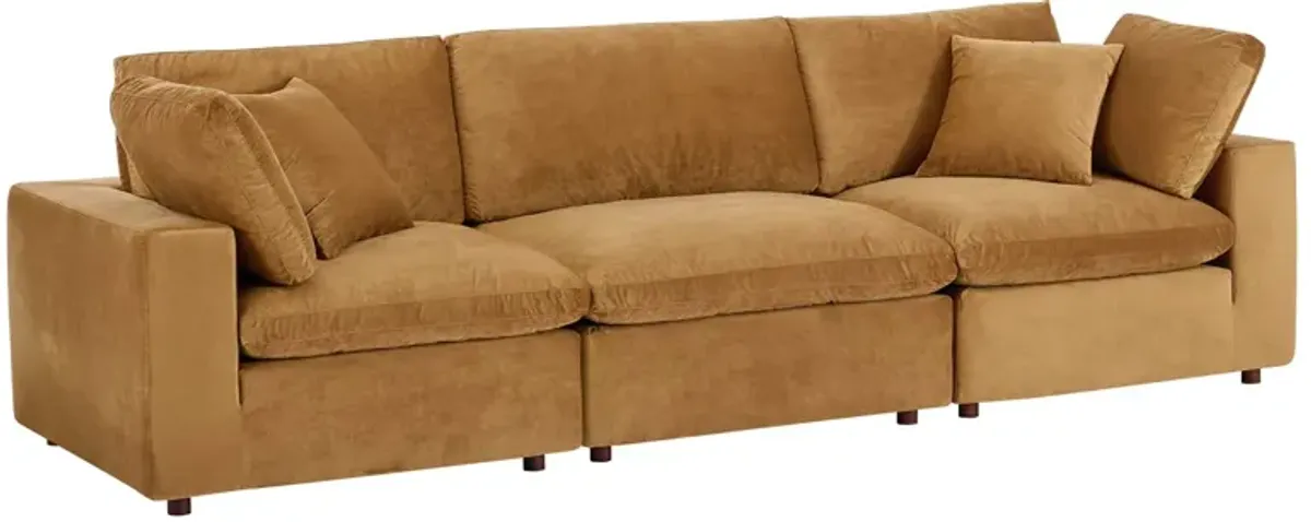 Commix Down Filled Overstuffed Performance Velvet 3-Seater Sofa