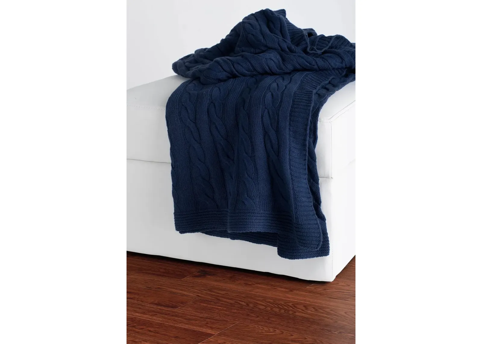 Cable Knit Classic Blue Throw