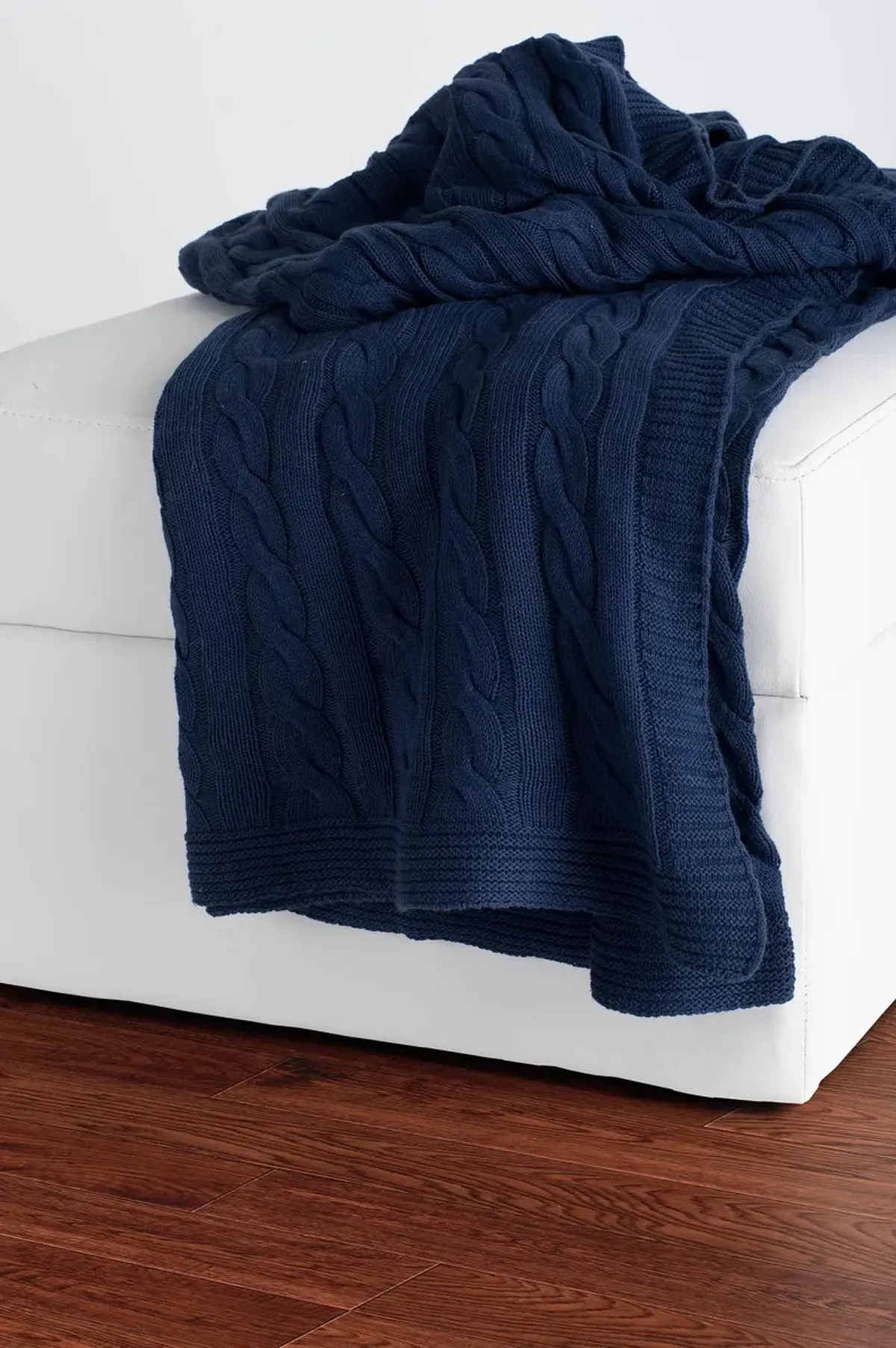 Cable Knit Classic Blue Throw