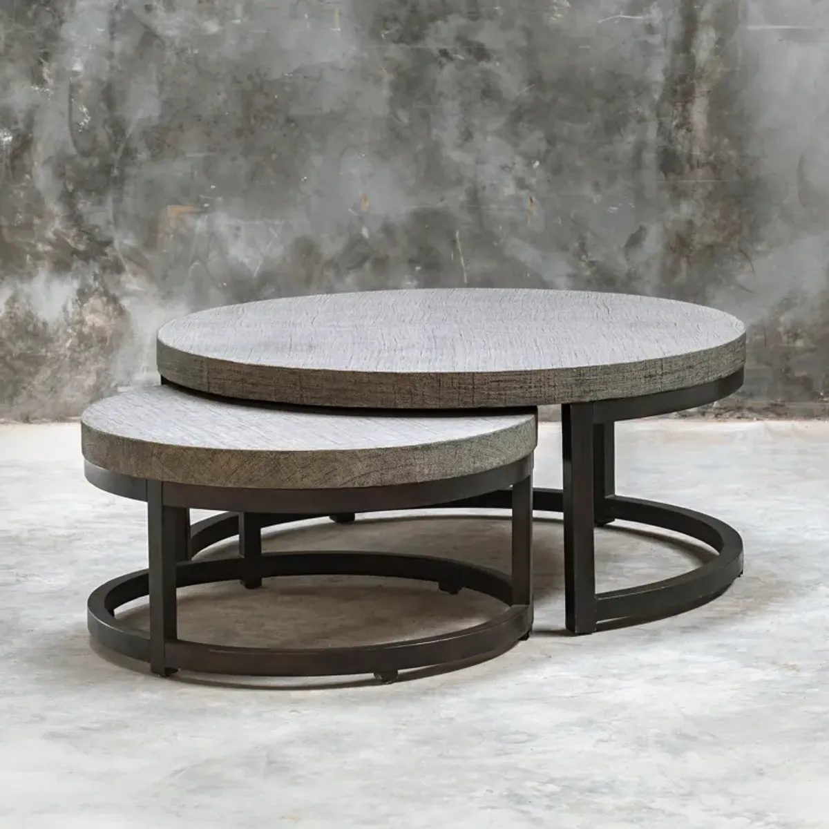 Aiyara Gray Nesting Tables, S/2