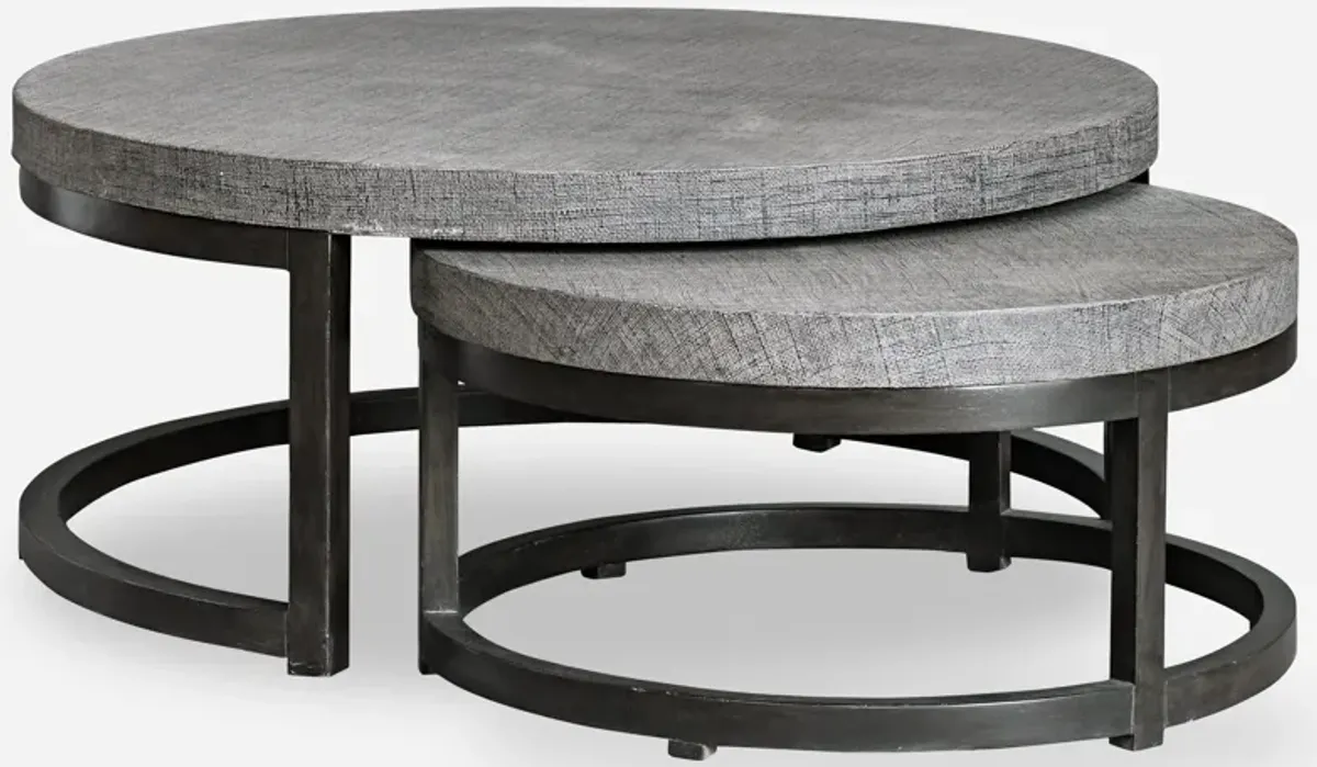 Aiyara Gray Nesting Tables, S/2