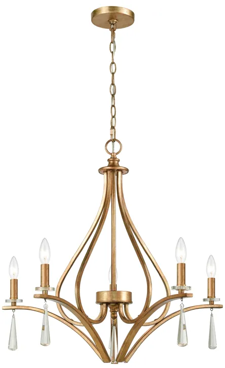 Katania 27" Wide 5-Light Chandelier - Antique Gold