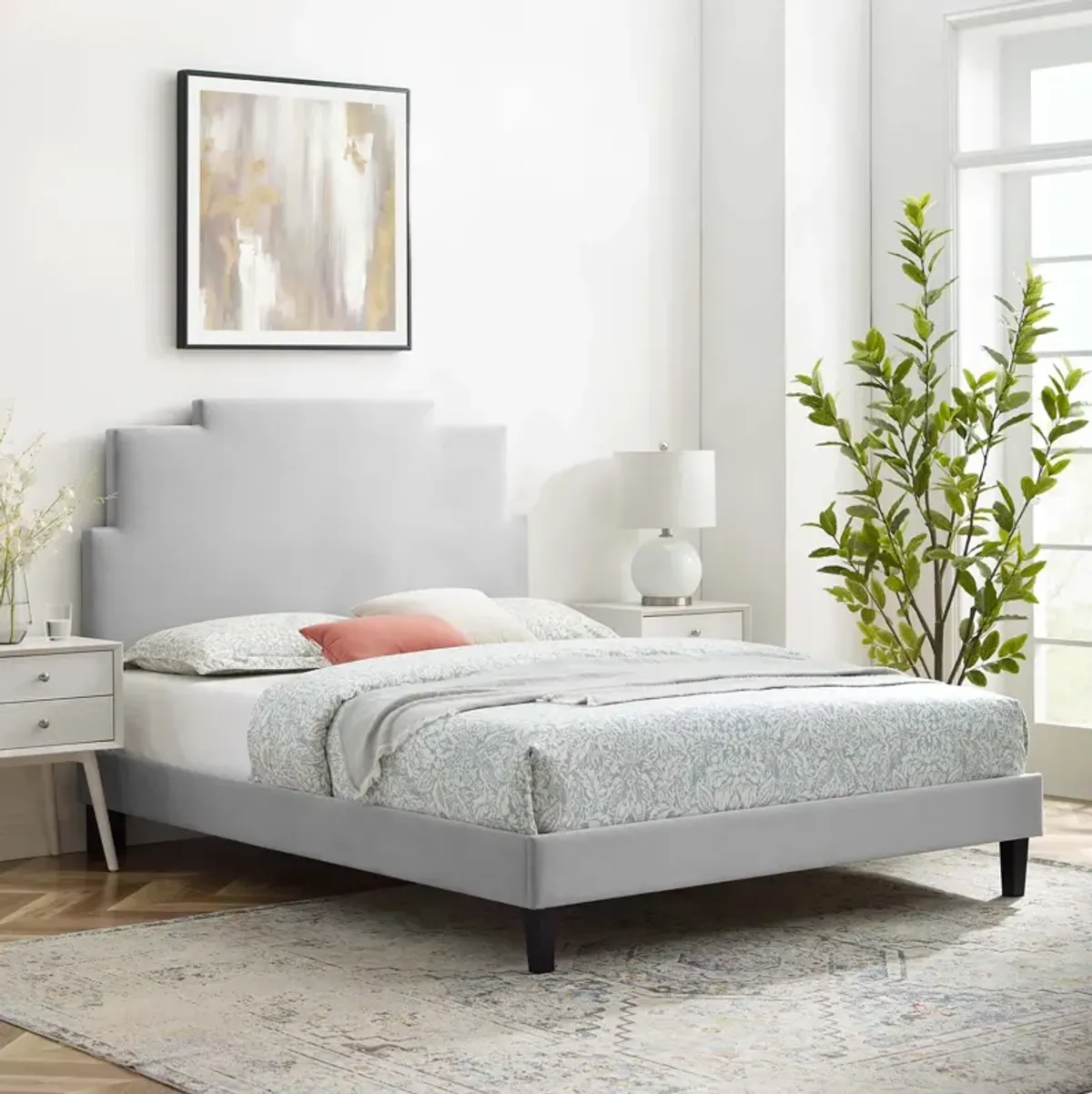 Lindsey Performance Velvet King Platform Bed