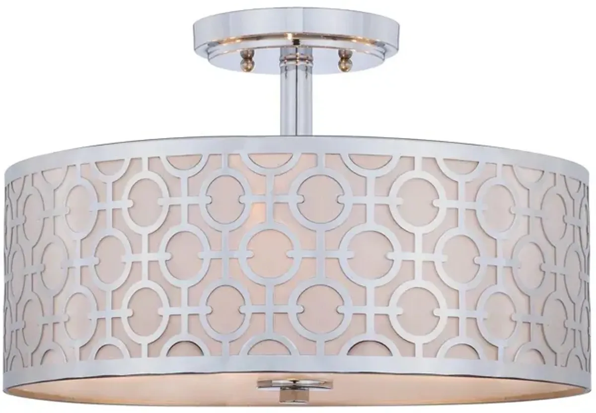 Vera Chain-Link 3 Light 15.5-Inch Dia Chrome Flush Mount