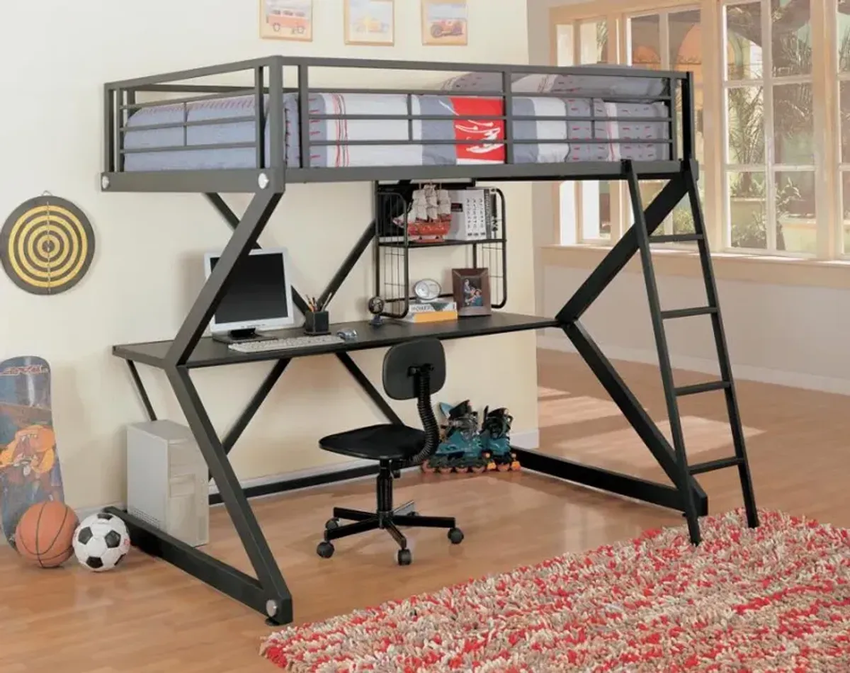 Aarav Full Workstation Loft Bed Black