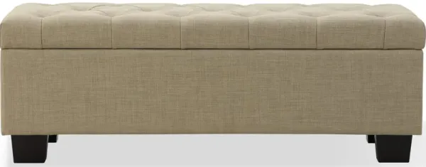 Levi Tufted Storage Bench In Toast Linen