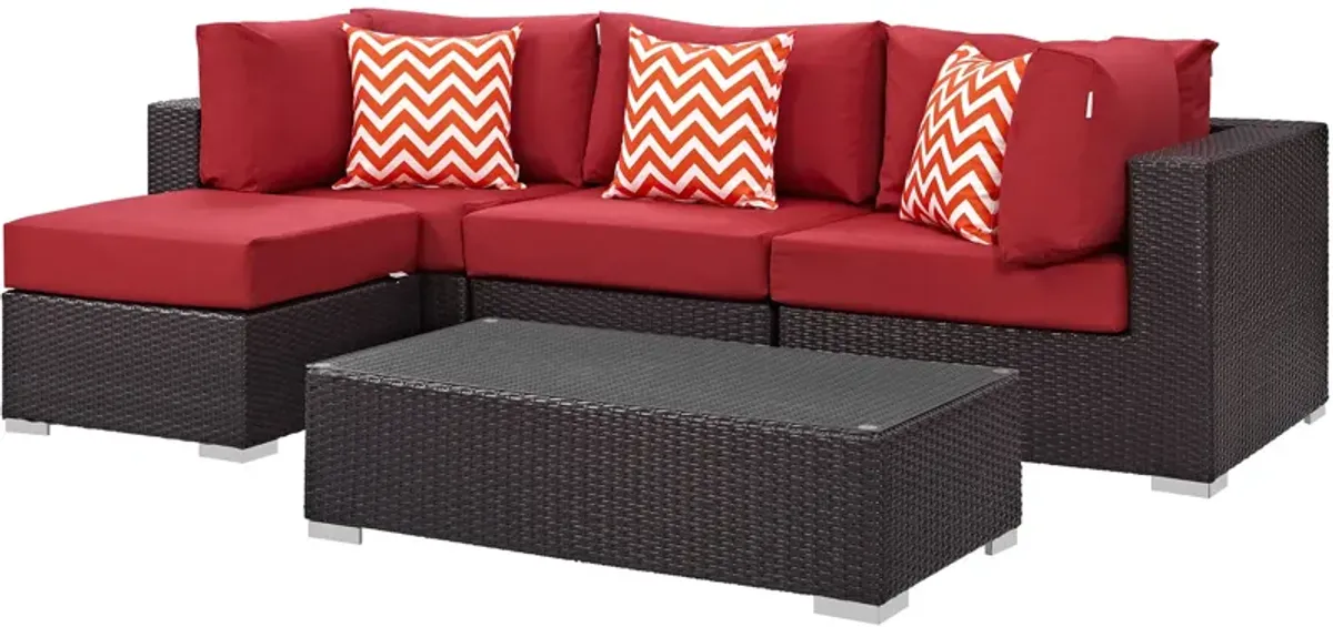 Convene 5 Piece Outdoor Patio Sectional Set