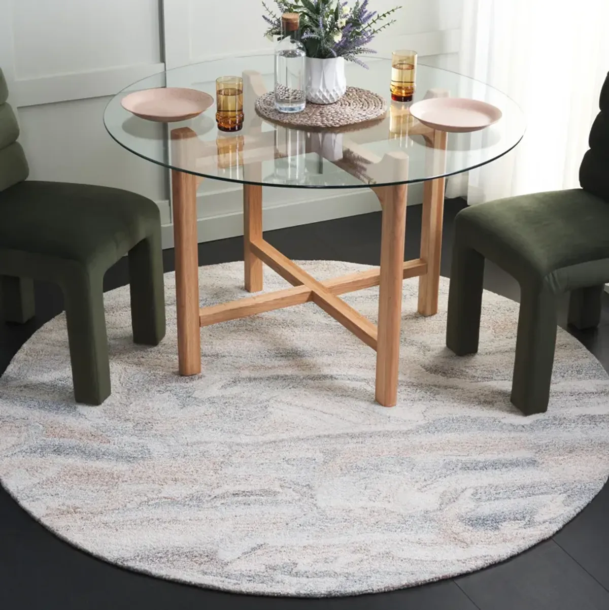 ABSTRACT Hand Tufted 6' x 6' Round area rug