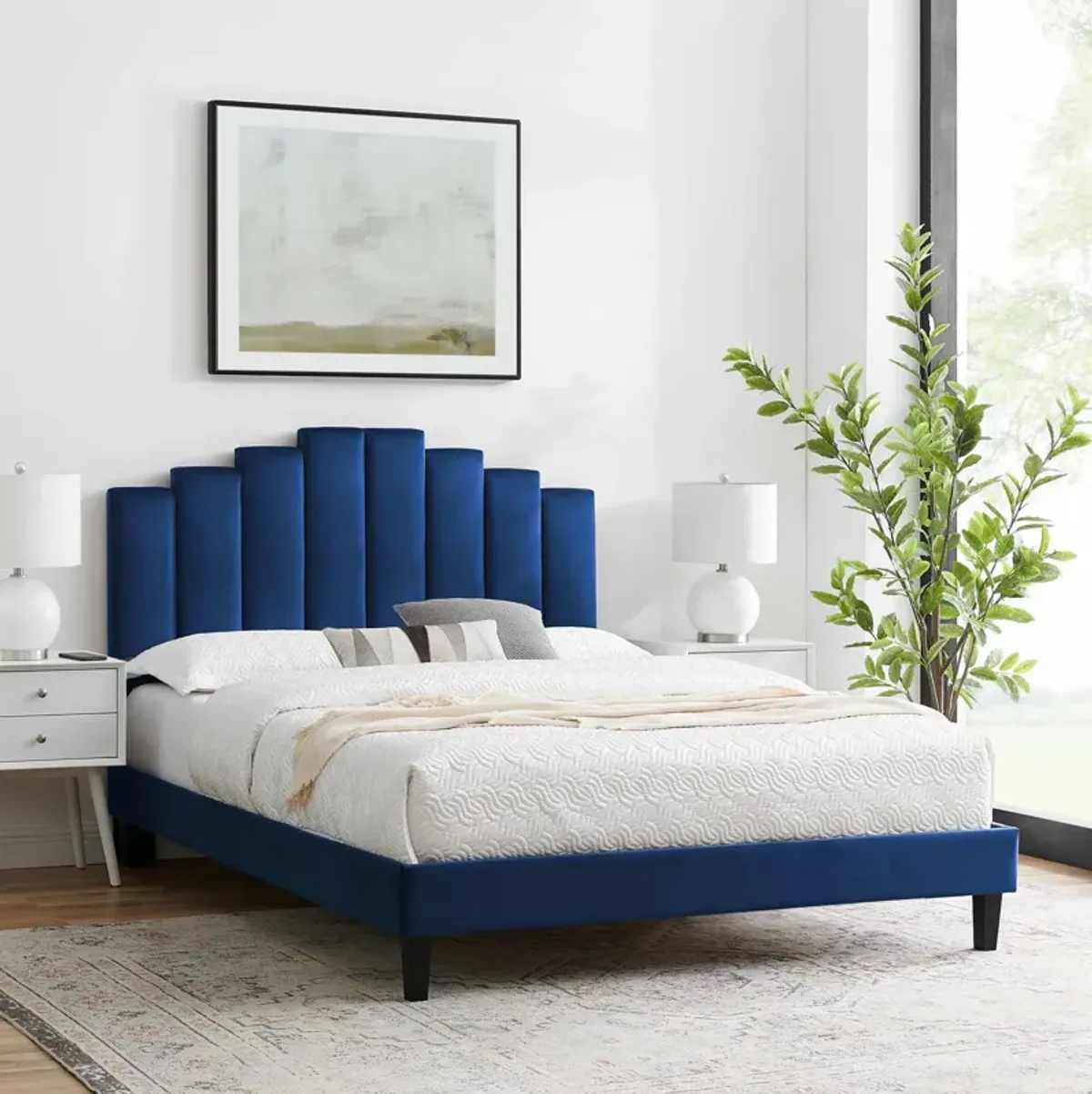 Elise King Performance Velvet Platform Bed