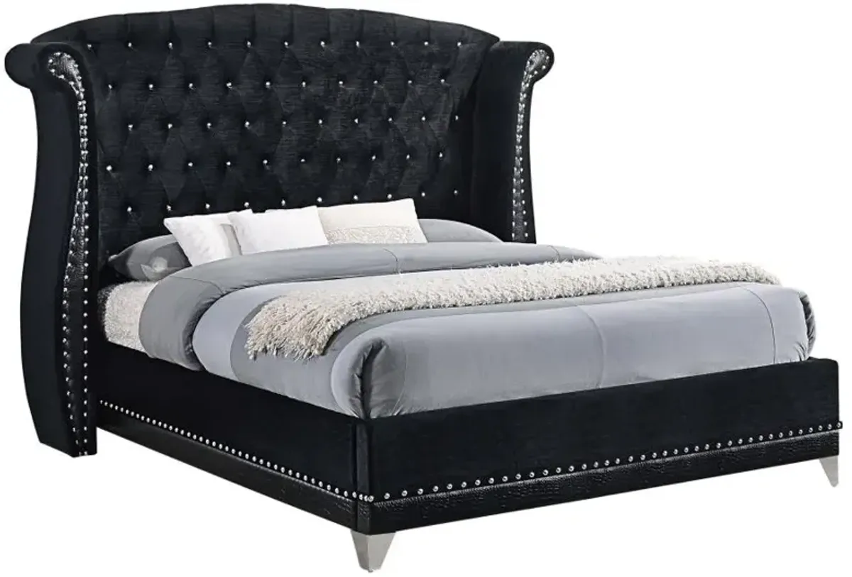 Barzini Eastern King Tufted Upholstered Bed Black