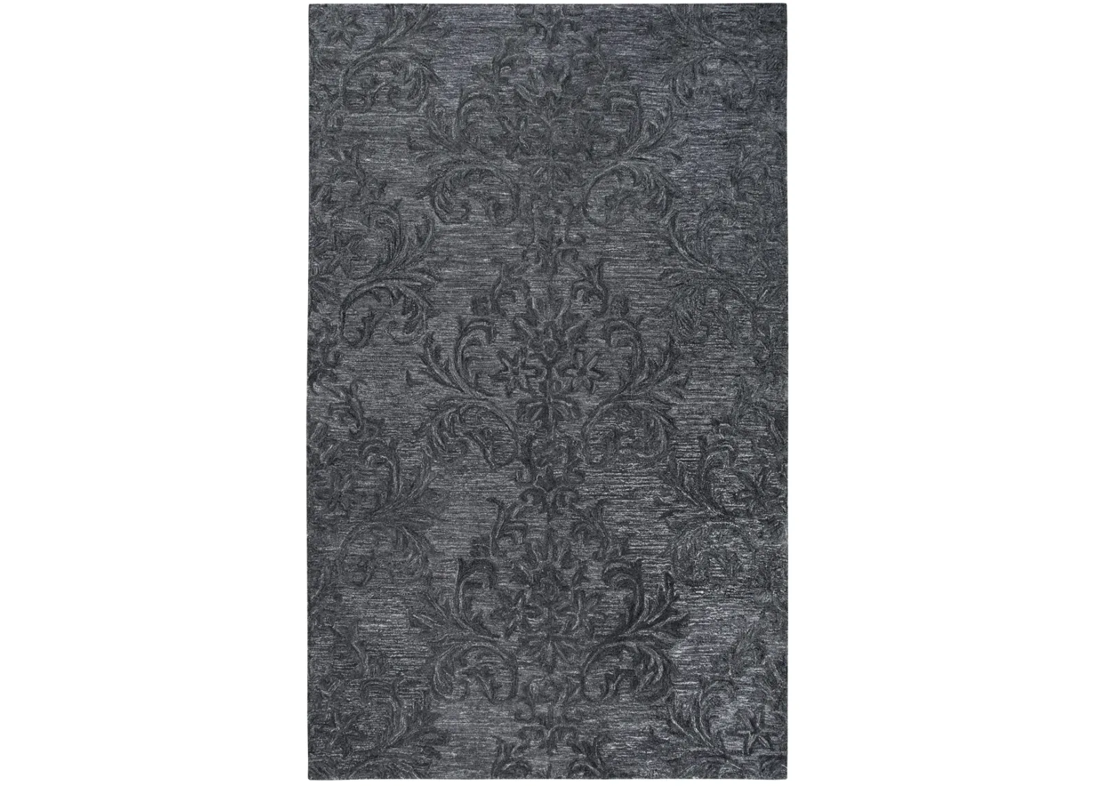 Fifth Avenue Dark Gray Damask Wool 5' x 8' Rectangle Rug