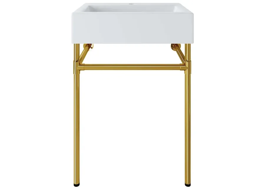 Redeem 24" Wall-Mount Gold Stainless Steel Bathroom Vanity