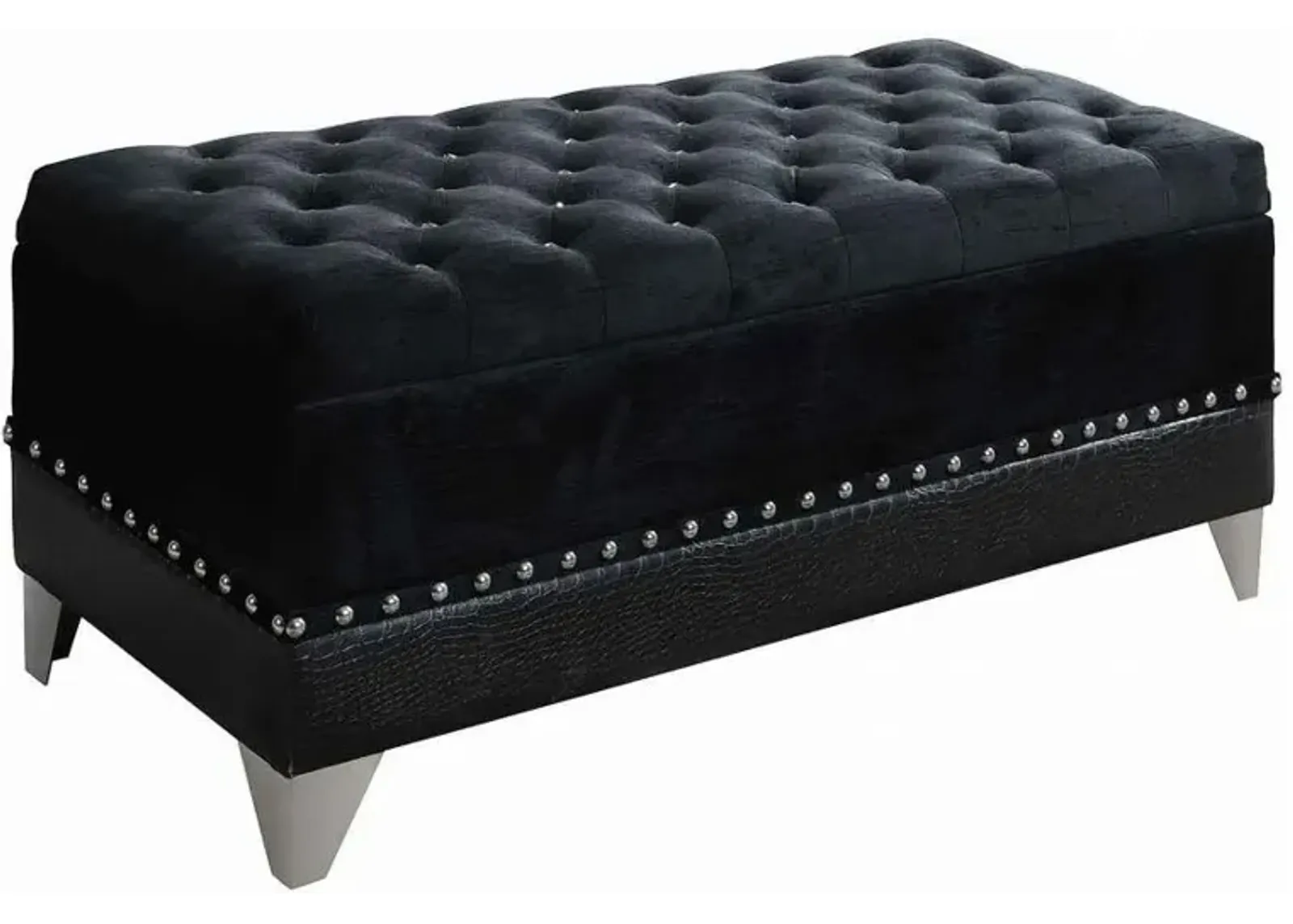 Barzini Tufted Rectangular Trunk with Nailhead Black