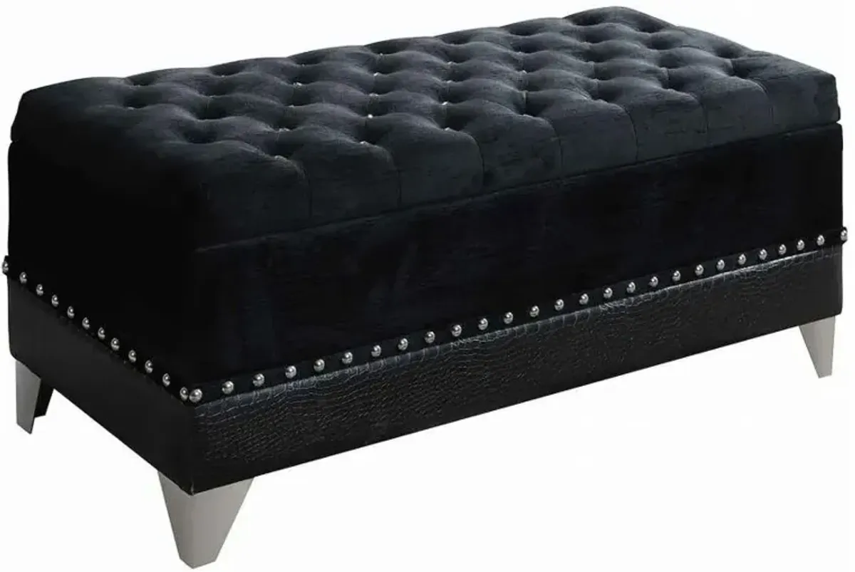 Barzini Tufted Rectangular Trunk with Nailhead Black