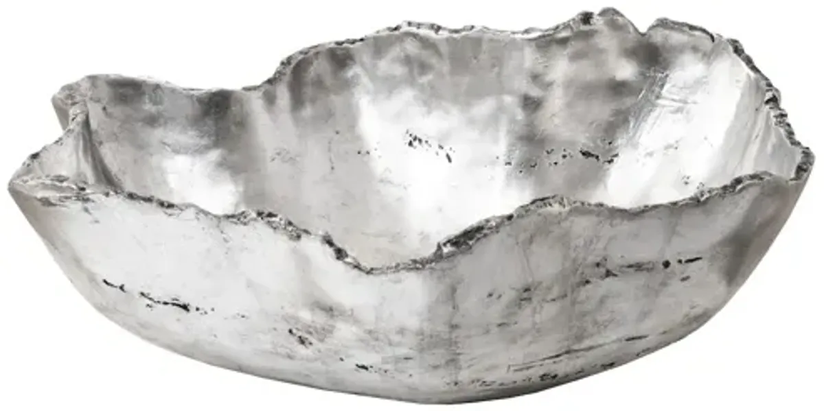 Cast Onyx Bowl, Silver Leaf, Small