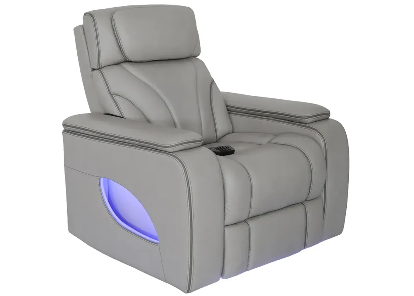 Octavia Zero Gravity Power Recliner with Heat and Massage in Silver and Gray Leather