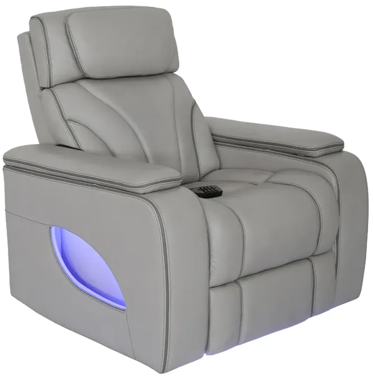 Octavia Zero Gravity Power Recliner with Heat and Massage in Silver and Gray Leather