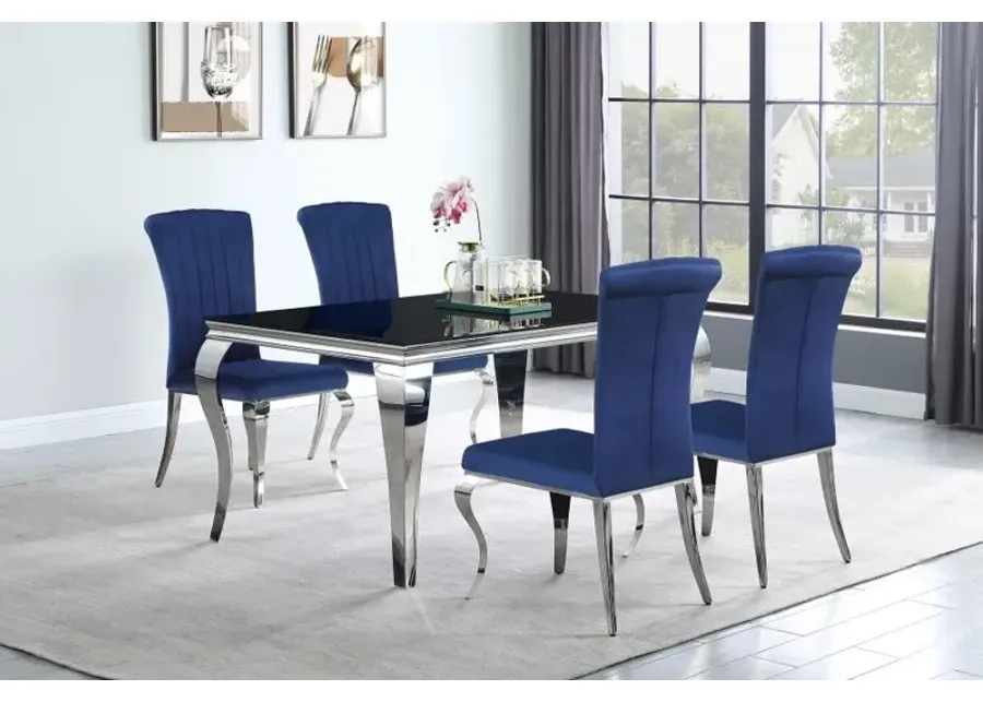 Carone 5-piece 61" Rectangular Dining Set Ink Blue and Chrome